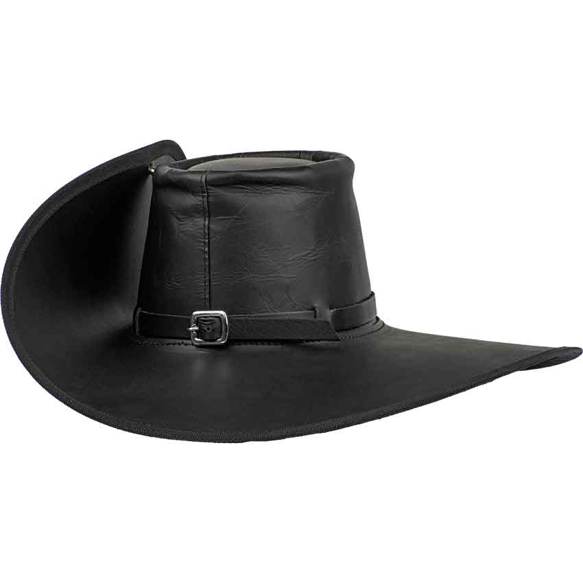 Leather Cavalier Hat with Feather Plume