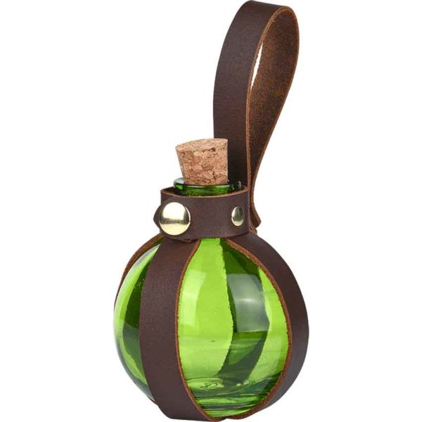 Round Glass Bottle with Holder