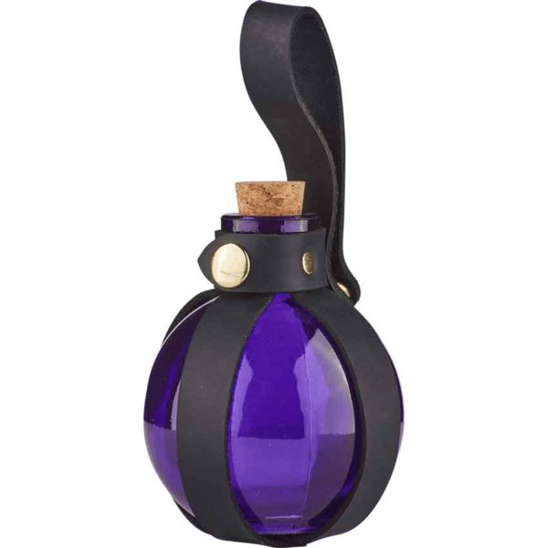 Round Glass Bottle with Holder