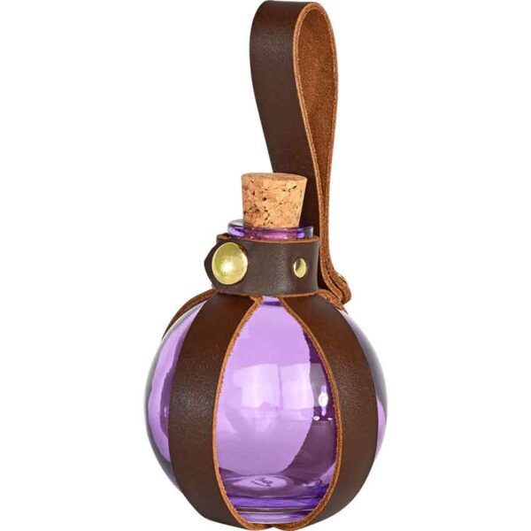 Round Glass Bottle with Holder