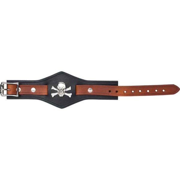 Jolly Roger Leather Wrist Cuffs - DK6032 - Medieval Collectibles