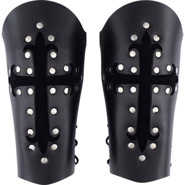 Gothic Cross Leather Arm Bracers