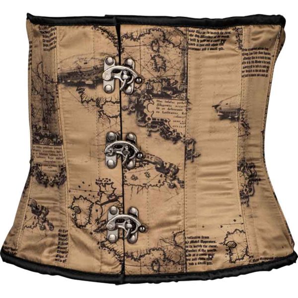 Steampunk Map Clasp Underbust Corset