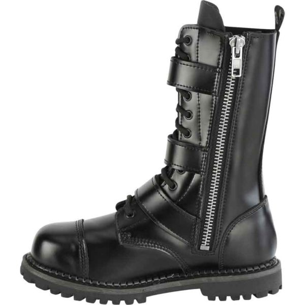 Three Buckle Gothic Calf Boots