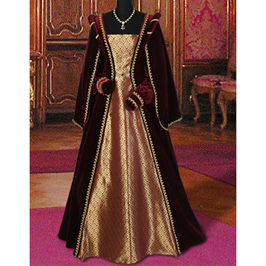 Courtly Renaissance Dress - Red and Gold - MCI-200 - Medieval Collectibles