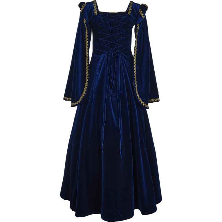 Courtly Renaissance Dress - Blue and Gold - MCI-201 - Medieval Collectibles