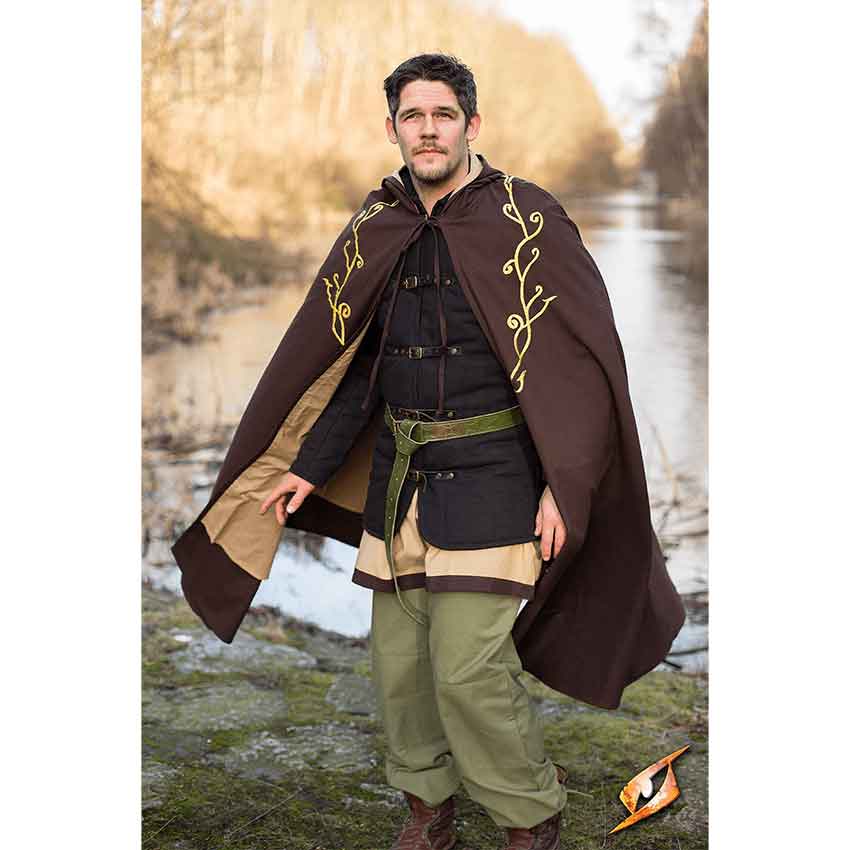 By The Sword, Inc. - Medieval Hooded Cloak - Green Twill