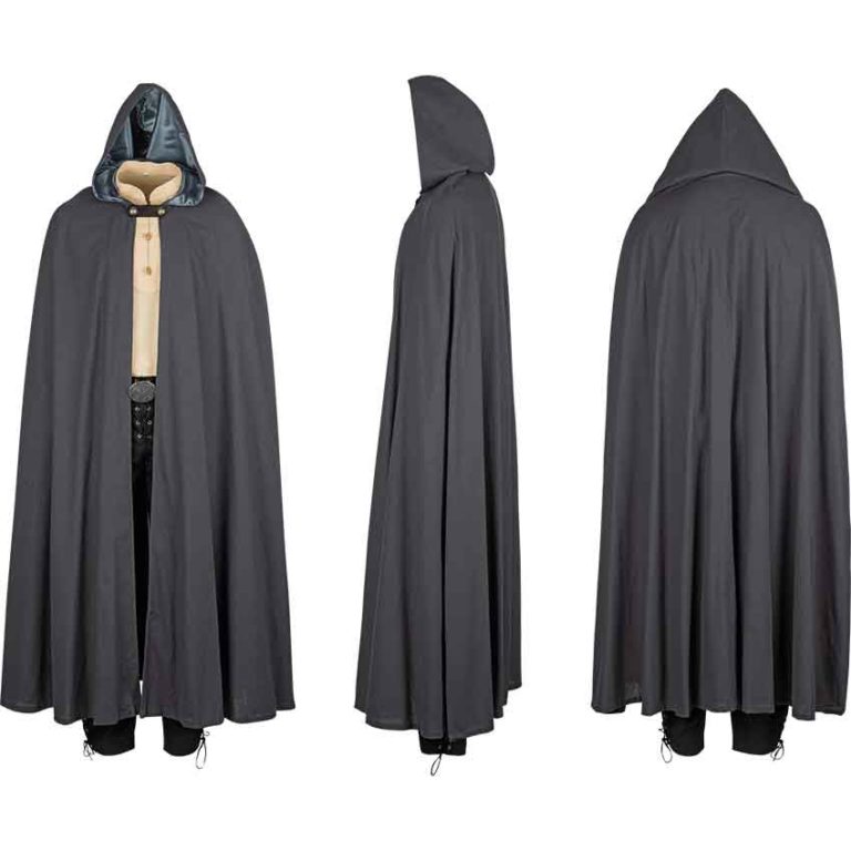 Medieval Hooded Cloak with Leather Fastener - MCI-305 - Medieval ...