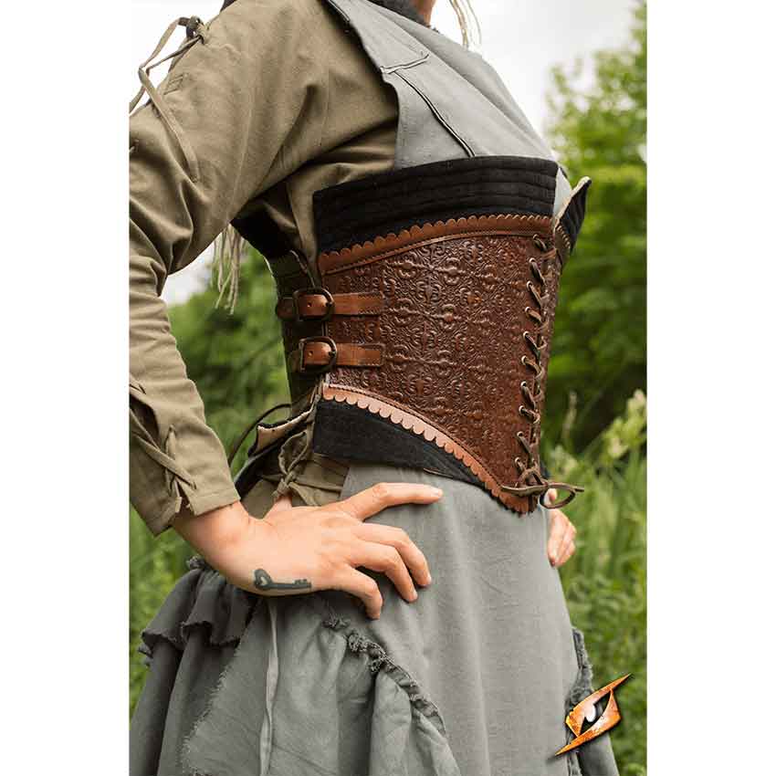 Medieval Leather Under-Bust Corset, Larp Handmade Leather Corset