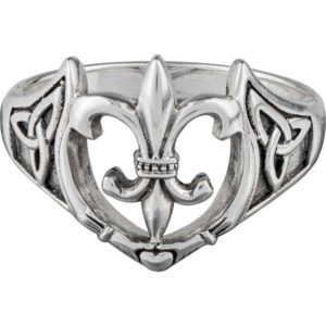 Fleur de Lis with Claddagh Silver Ring