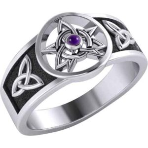 White Bronze Druid Amulet Gem Ring