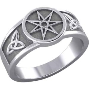 White Bronze Triquetra Seven Star Ring