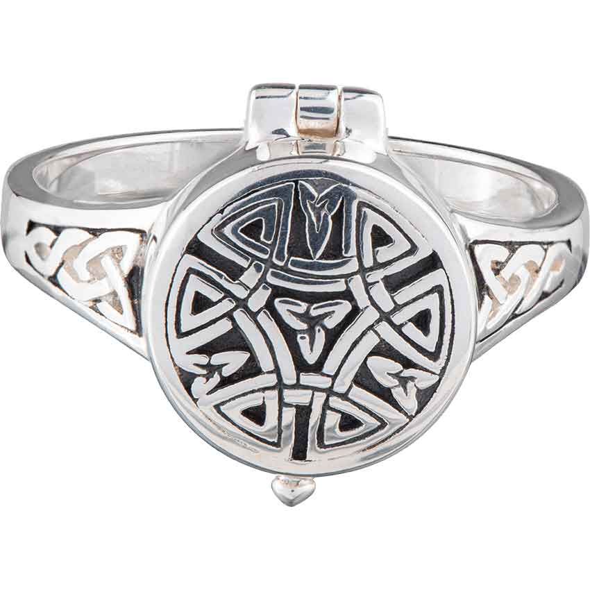 White Bronze Trinity Knot Poison Ring - PS-WZTR845 - Medieval Collectibles