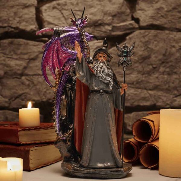 Dark Wizard and Dragon Statue