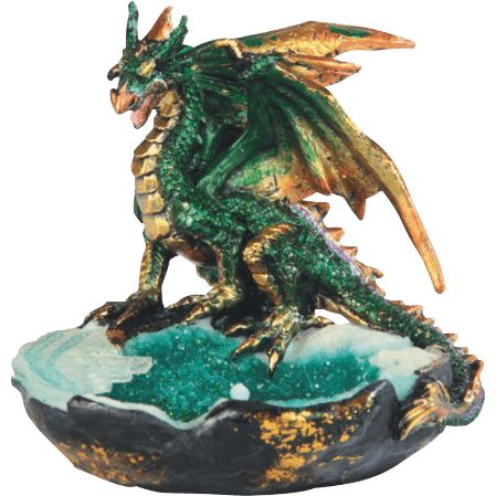 Green Dragon And Simulated Geode - 05-71427 - Medieval Collectibles