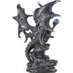 Black Dragon with Cut-Out Wings Statue - 05-71431 - Medieval Collectibles