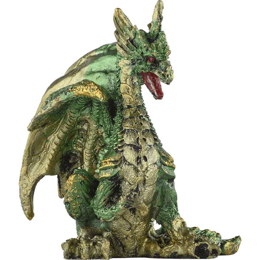 Small Seated Emerald and Gold Dragon Statue - 05-71679 - Medieval ...