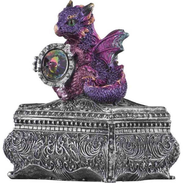 Purple Baby Dragon and Gem Trinket Box