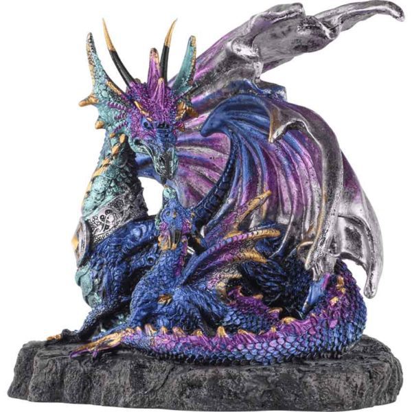 Blue Gem Dragon and Hatchling Statue