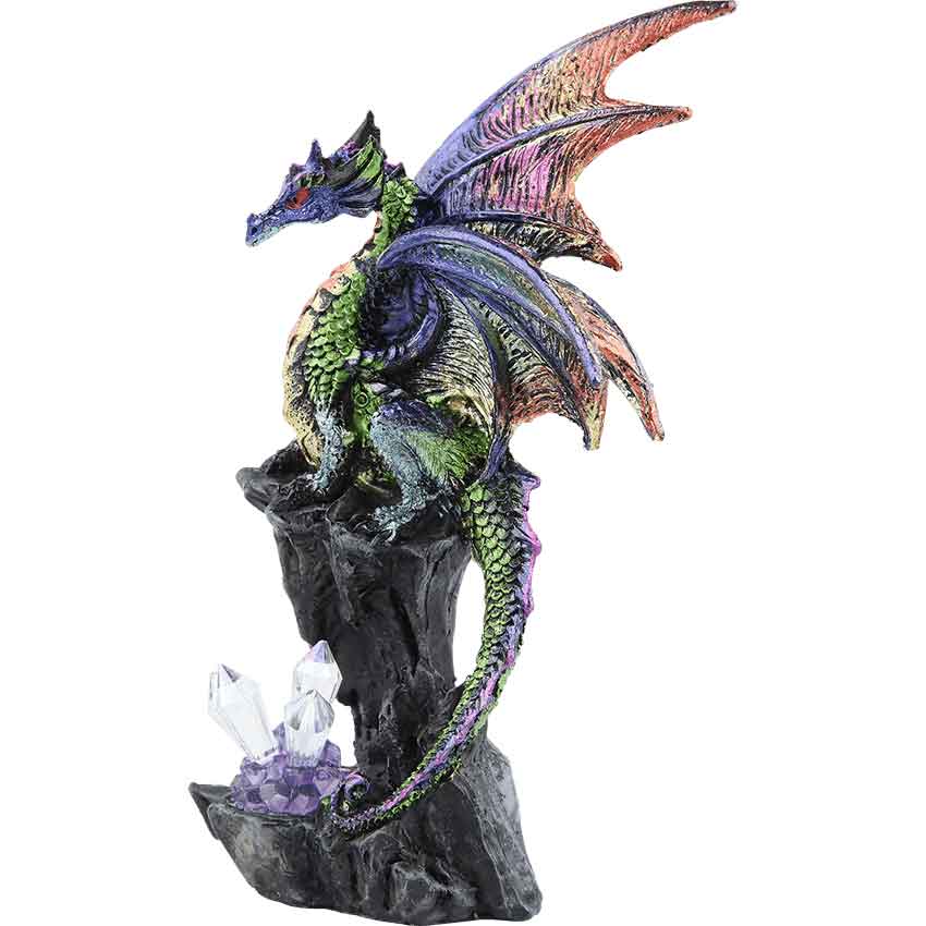 Purple Dragon with Crystals Statue - 05-71754 - Medieval Collectibles