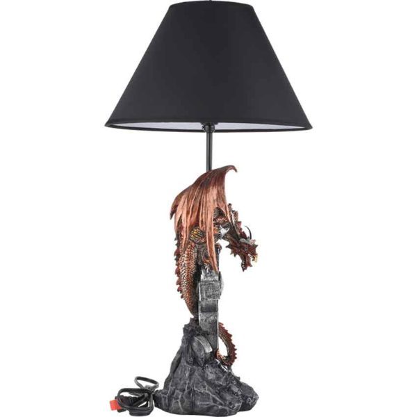 Red Dragon on Cross Table Lamp