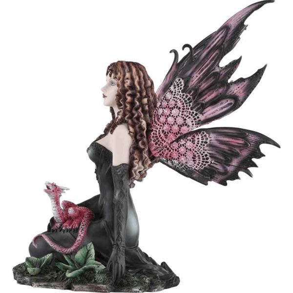 Black Fairy with Red Dragon Statue