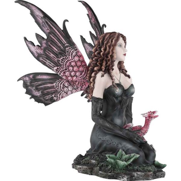 Black Fairy with Red Dragon Statue