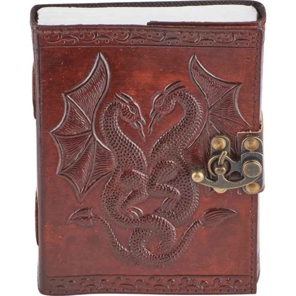 Leather Embossed Double Dragon Journal With Lock