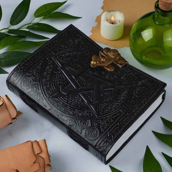 Black Pentagram Embossed Leather Journal