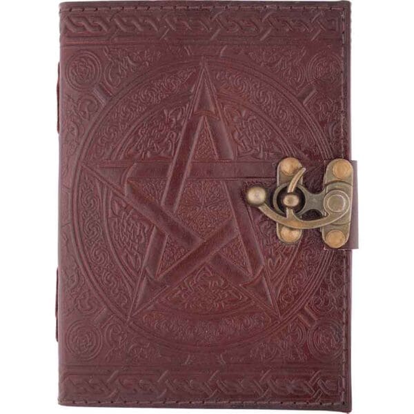 Brown Pentagram Embossed Leather Journal - 060-2642 - Medieval Collectibles