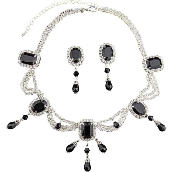 Dark Queen's Crystalline Necklace and Earring Set