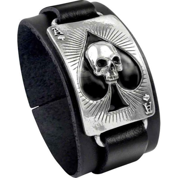 Ace of Dead Spades Leather Bracelet