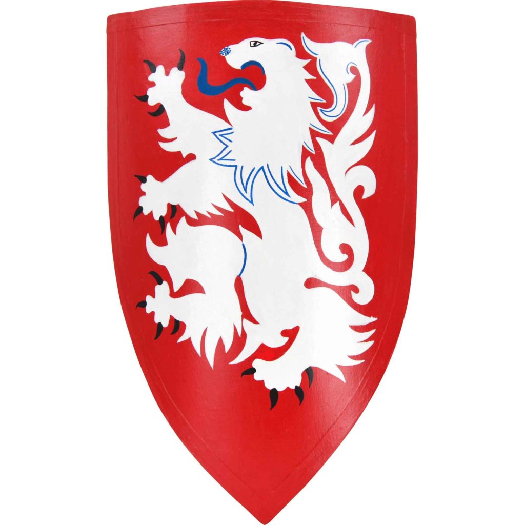 Red and White Leonine Heater Shield - AH-3894 - Medieval Collectibles