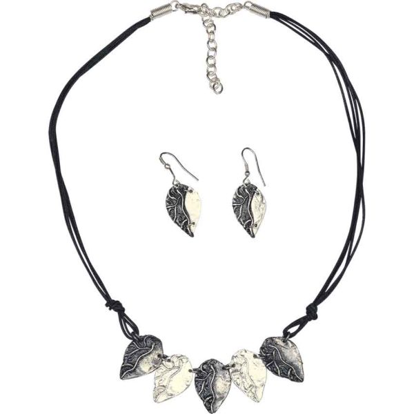 Antiqued Silver Leaves Necklace and Earring Set