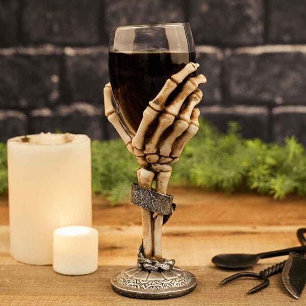 Chained Skeleton Hand Wine Glass