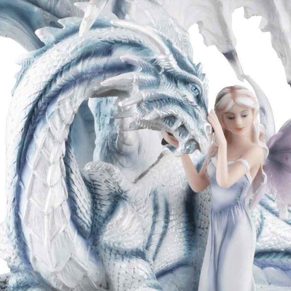 Fantasy Ice Fairy with Dragon Statue