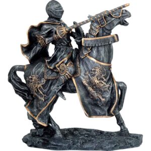 Dark Stone Jousting Knight Statue