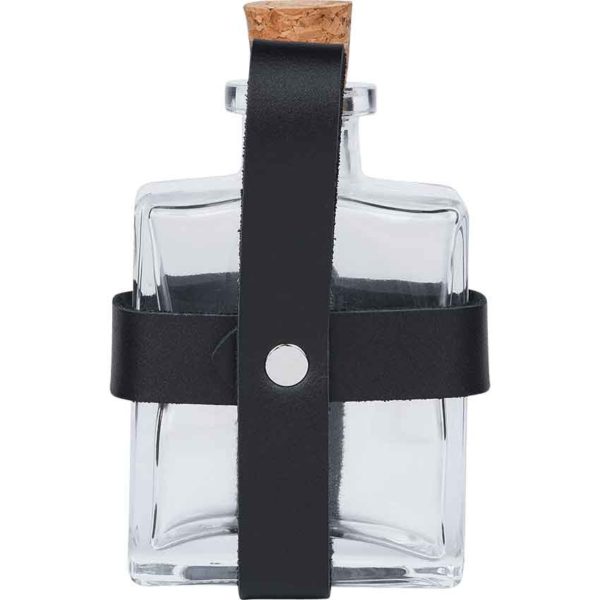 Glass Pirate Bottle with Jolly Roger Holder