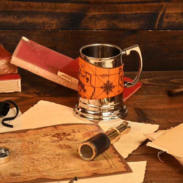 Pirate Map Tankard with Leather Wrap