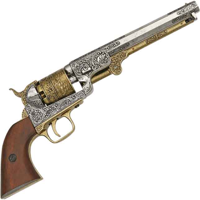 1851 Engraved Navy Revolver Brass - FD1040L - Medieval Collectibles