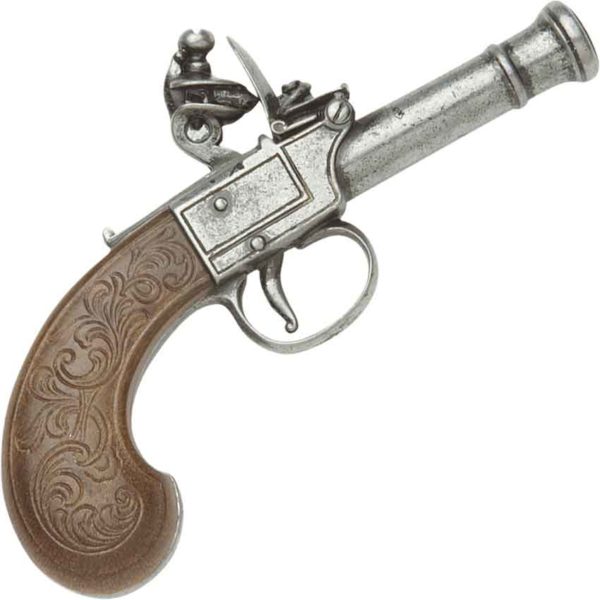 18th Century Replica Flintlock Pistol Pewter