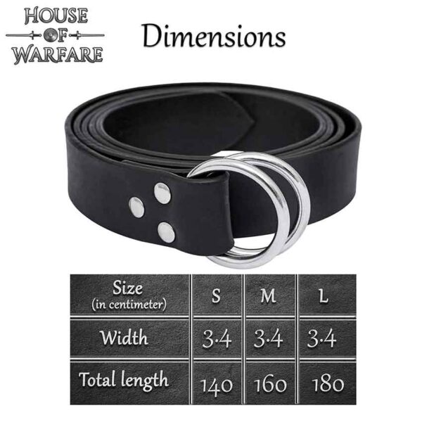 Double Ring Leather Belt - Black