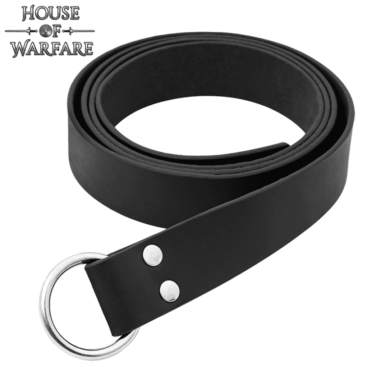 Leather Medieval Ring Belt - Black - HW-700452 - Medieval Collectibles