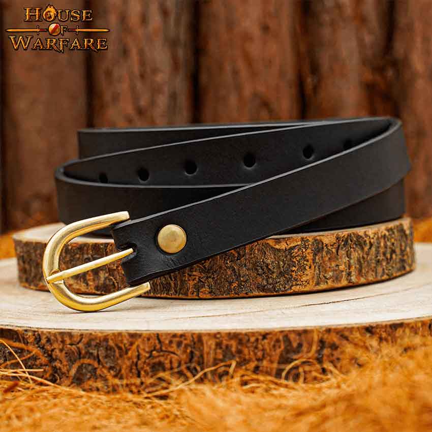 Medieval Leather Buckle Belt - Black - HW-700637 - Medieval Collectibles