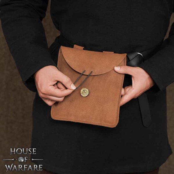 Large Suede Pouch - Brown