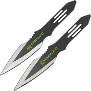 3 Piece Biohazard Dual Toned Leaf Blade Throwing Knives