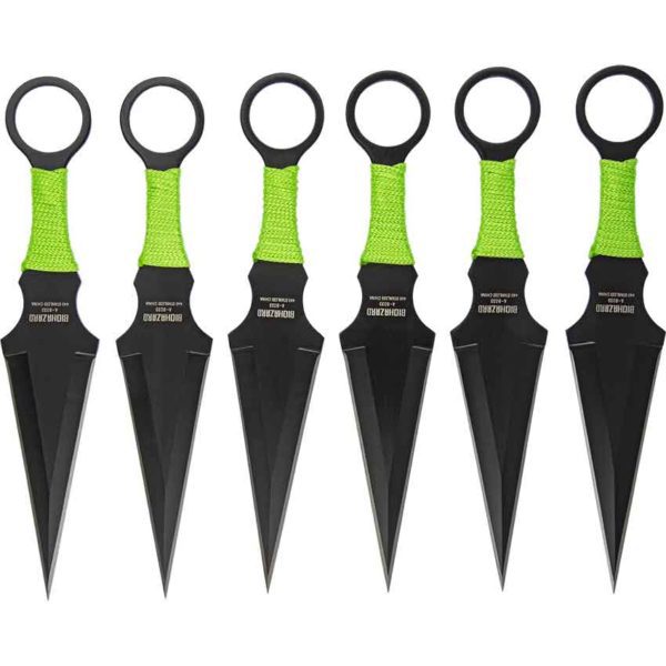 Z Hunter Black Green Cord Throwing Knife, Set of 3