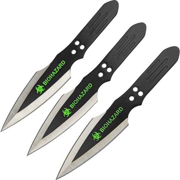 3 Piece Biohazard Thunderbolt Throwing Knives - NP-A8077-3A - Medieval ...