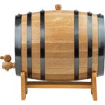 5 Liter Oak Barrel With Black Steel Hoops - OB-103 - Medieval Collectibles