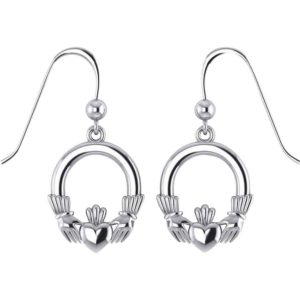 Irish Claddagh Silver Earrings